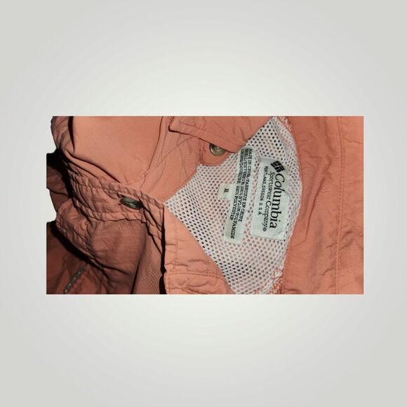 Columbia Men’s Button Up Vented Fishing Shirt Short Sleeve coral! Pink XL - Picture 6 of 9